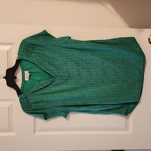 Liz Claiborne top, sz L, green and Navy